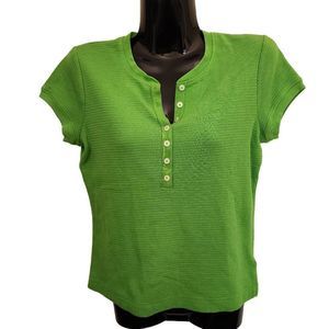 Ralph Lauren Green Waffle Knit Cotton Shirt Top Size S